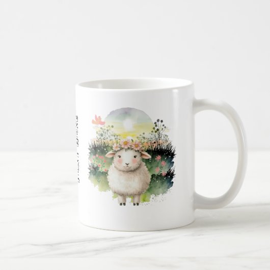 Schattige schaap met aangepaste tekst koffiemok (Rechts)
