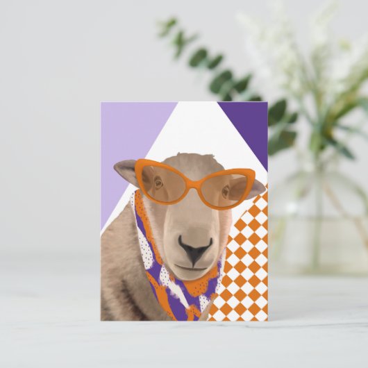 Schattige schaap met bril briefkaart (Staand voorkant)