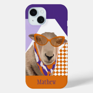 Schattige schaap met bril iPhone 15 case