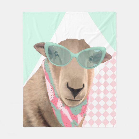 Schattige schaap met bril fleece deken (Voorkant)