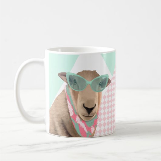 Schattige schaap met bril koffiemok (Links)