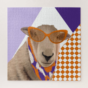 Schattige schaap met bril legpuzzel