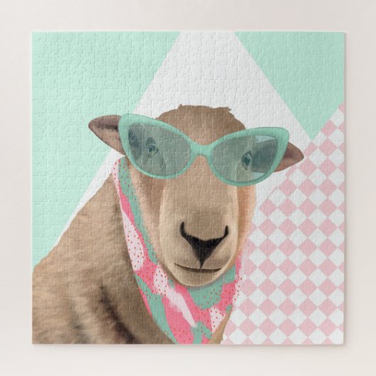 Schattige schaap met bril legpuzzel (Verticaal)