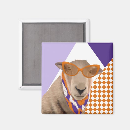 Schattige schaap met bril magneet (Voorkant / Achterkant)