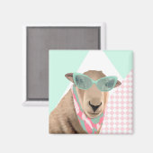 Schattige schaap met bril magneet (Voorkant / Achterkant)