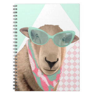 Schattige schaap met bril notitieboek