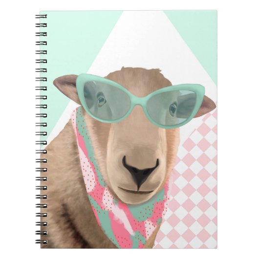 Schattige schaap met bril notitieboek (Voorkant)