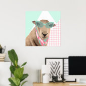 Schattige schaap met bril poster (Thuiskantoor)