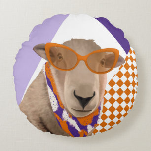 Schattige schaap met bril rond kussen