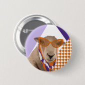 Schattige schaap met bril ronde button 5,7 cm (Voorkant /achterkant)
