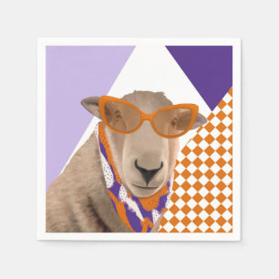 Schattige schaap met bril servet