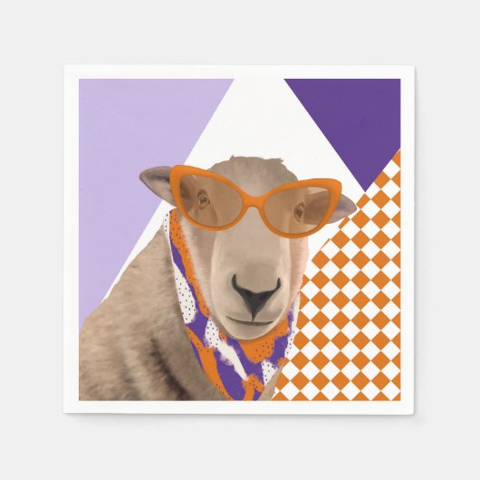 Schattige schaap met bril servet (Voorkant)