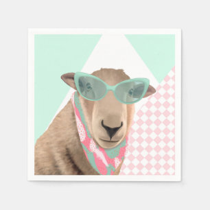Schattige schaap met bril servet