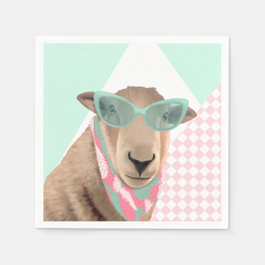 Schattige schaap met bril servet (Voorkant)