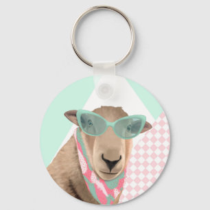 Schattige schaap met bril sleutelhanger