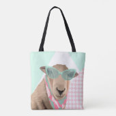 Schattige schaap met bril tote bag (Achterkant)