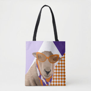 Schattige schaap met bril tote bag