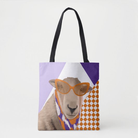 Schattige schaap met bril tote bag (Voorkant)