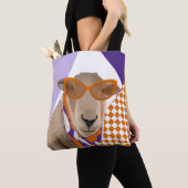 Schattige schaap met bril tote bag (Dichtbij)