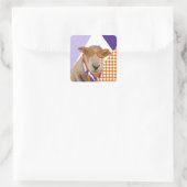Schattige schaap met bril vierkante sticker (Tas)