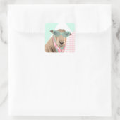 Schattige schaap met bril vierkante sticker (Tas)