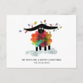 Schattige Schaap met Kerstverlichting Feestdagenkaart (Voorkant)