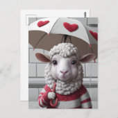 Schattige schaap met trui en paraplu briefkaart (Voorkant / Achterkant)