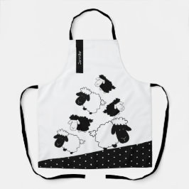 Schattige schaap op zwart en wit schort