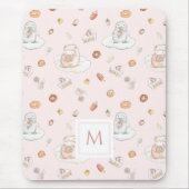 Schattige Schaap & Pinguïn Snoep Patroon Roze Mono Muismat (Voorkant)