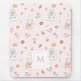 Schattige Schaap & Pinguïn Snoep Patroon Roze Mono Muismat