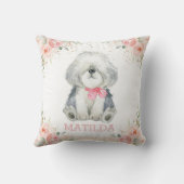 Schattige schaaphond Dog Blush Pink Floral Girl Kussen (Achterkant)