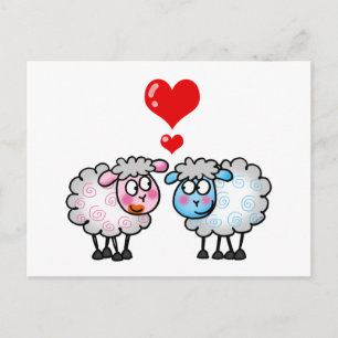 Schattige schaapskoppel met hart - Liefde Kaart
