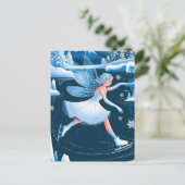 Schattige schaatsen fee wintersport briefkaart (Staand voorkant)
