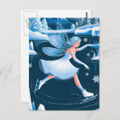 Schattige schaatsen fee wintersport briefkaart (Voorkant / Achterkant)