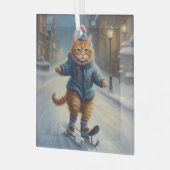 Schattige Schaatsen Meowy Kerstmis Kat Lover Glas Ornament (Voorkant links)