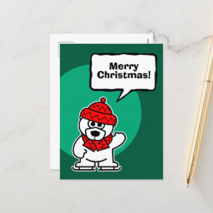 Schattige Schaatsen Polar beer Kerst Feestdagenkaart