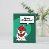 Schattige Schaatsen Polar beer Kerst Feestdagenkaart (Staand voorkant)