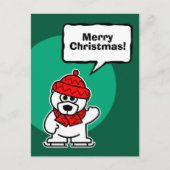 Schattige Schaatsen Polar beer Kerst Feestdagenkaart (Voorkant)