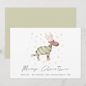 Schattige Schaatsen Rendier Vrolijk Kerstfeest Feestdagenkaart (Voorkant / Achterkant)