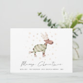 Schattige Schaatsen Rendier Vrolijk Kerstfeest Feestdagenkaart (Staand voorkant)