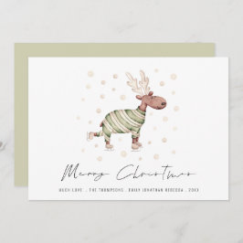 Schattige Schaatsen Rendier Vrolijk Kerstfeest Feestdagenkaart