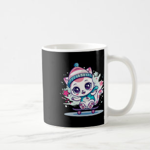 Schattige Schaatsende Kat I Skateboard Voor Mannen Koffiemok