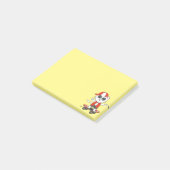 Schattige schaatsende kat op geel post-it® notes (Schuin)