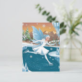 Schattige schaatsfee Icy Winter Forest Briefkaart (Staand voorkant)