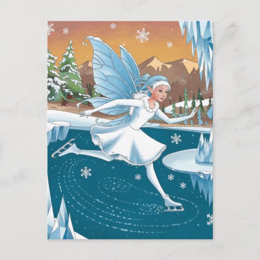 Schattige schaatsfee Icy Winter Forest Briefkaart (Voorkant)
