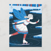 Schattige schaatsfee ijzige wintervijver briefkaart (Voorkant)