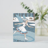 Schattige schaatsfee Snowy Winter Forest Briefkaart (Staand voorkant)