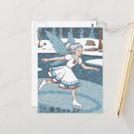 Schattige schaatsfee Snowy Winter Forest Briefkaart