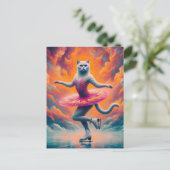 Schattige schaatskat briefkaart (Staand voorkant)