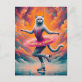 Schattige schaatskat briefkaart (Voorkant)